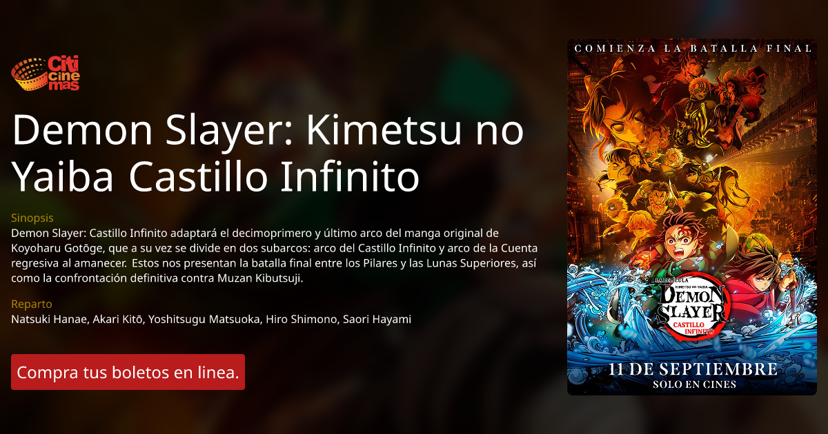 Demon Slayer: Kimetsu no Yaiba Castillo Infinito | 03 de agosto, 2026