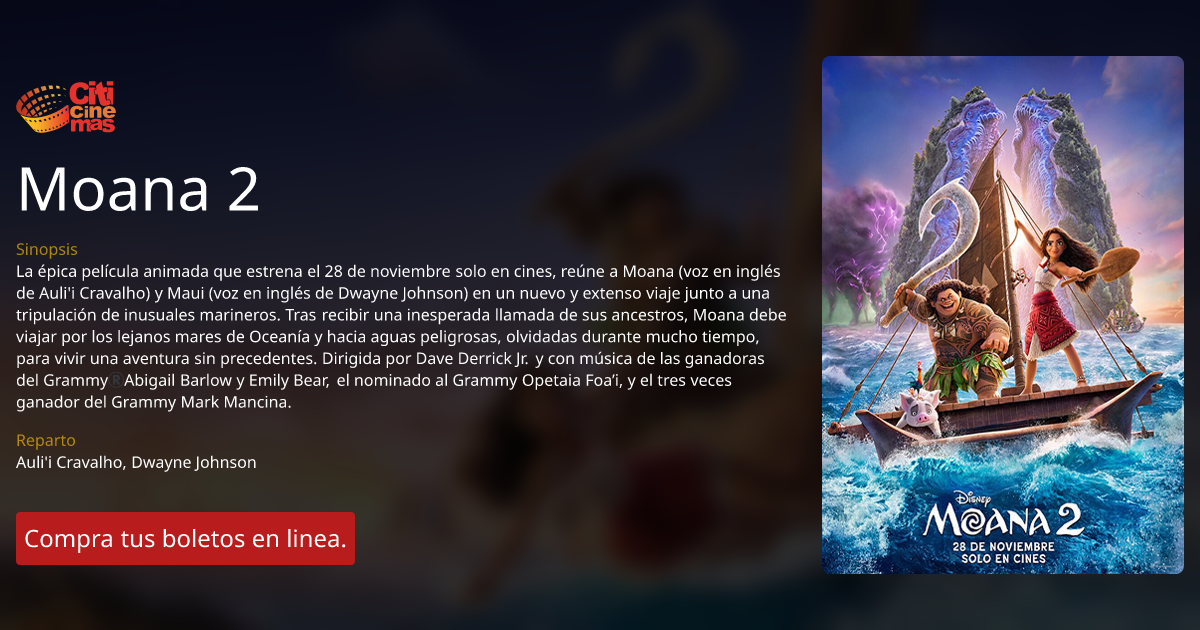 Moana 2 | 29 de julio, 2026