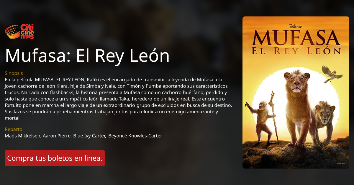 Mufasa: El Rey León | 30 de julio, 2026